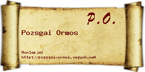 Pozsgai Ormos névjegykártya